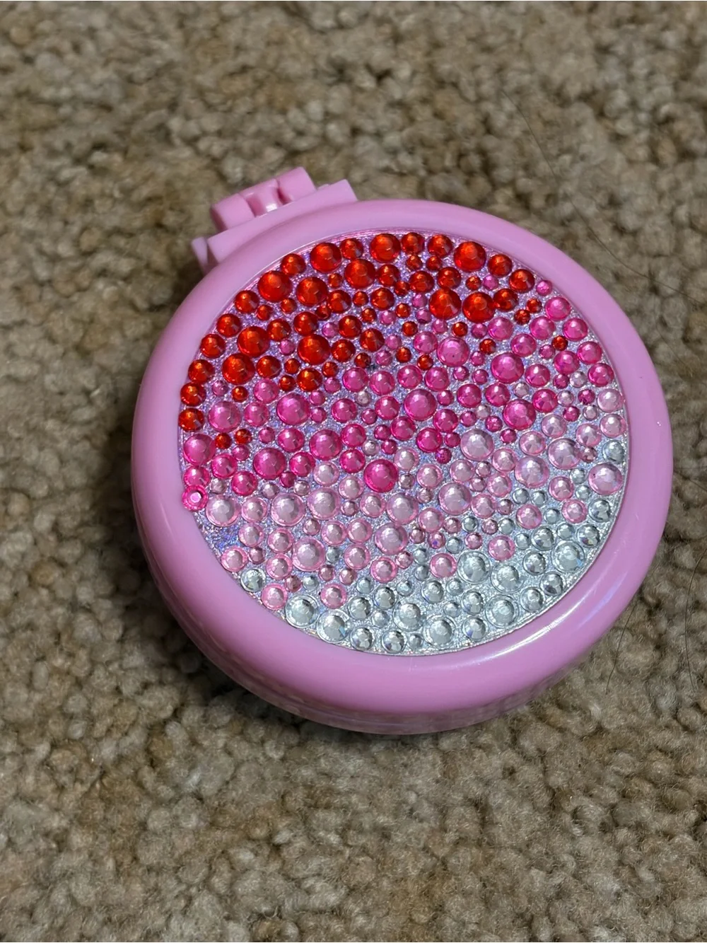 Rhinestone Compact Mirror and Brush